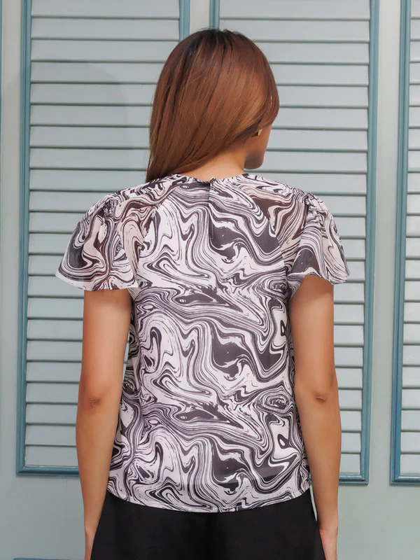 White Abstract Basic Top - Image 4
