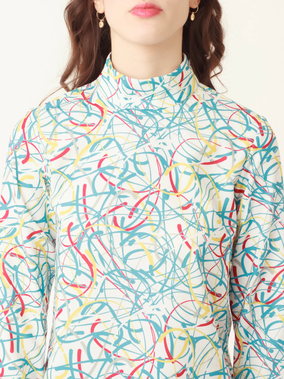 White Abstract Prints Regular Top - Image 6