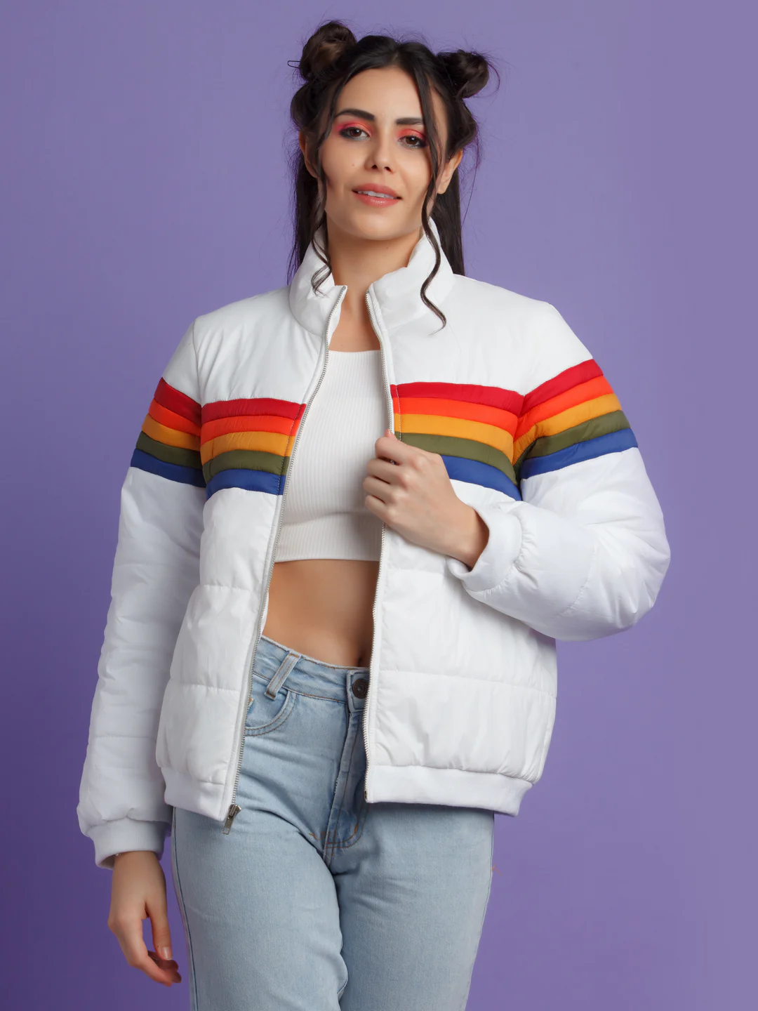 White Colorblock Jacket - Image 2