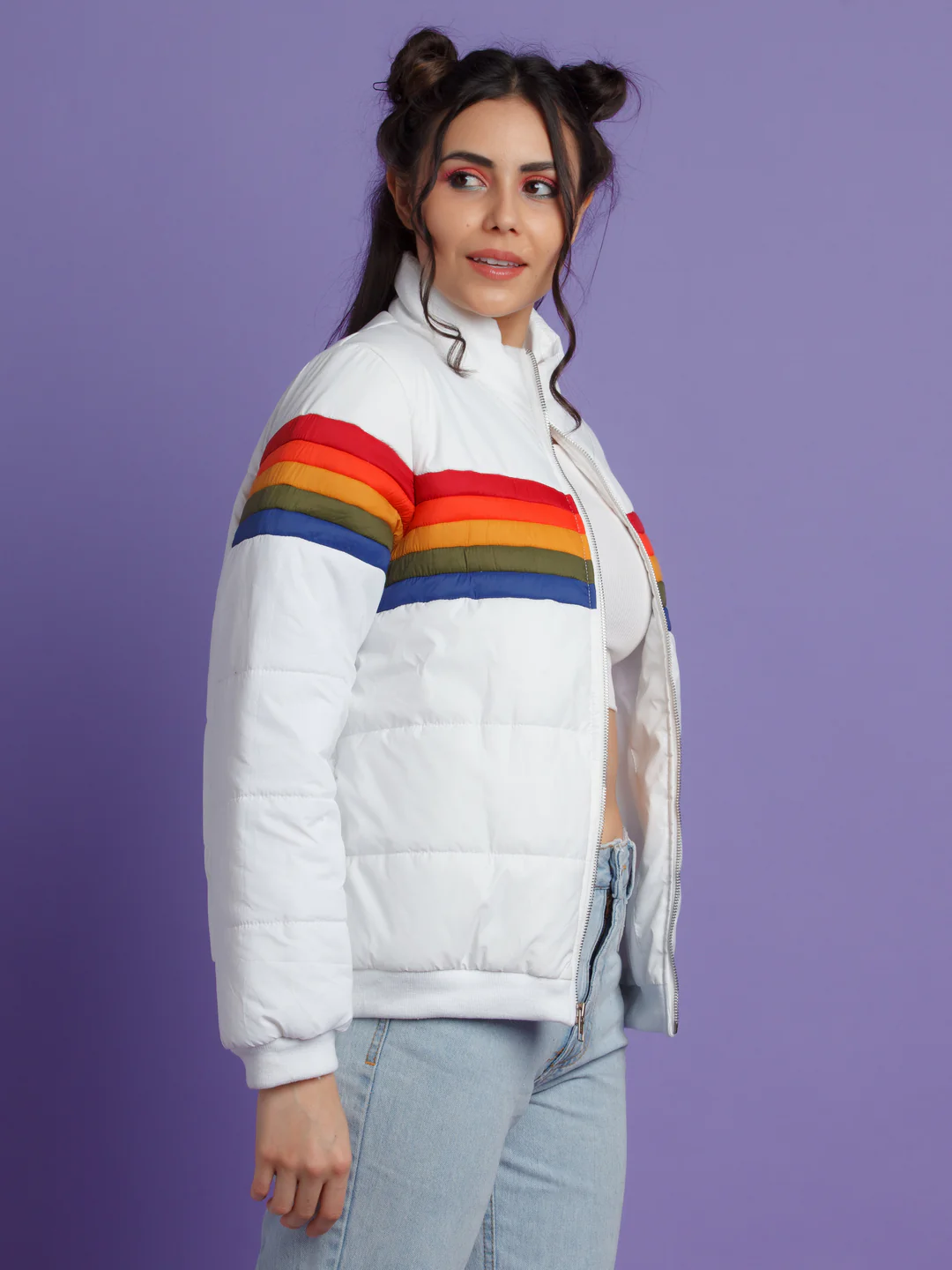 White Colorblock Jacket - Image 3