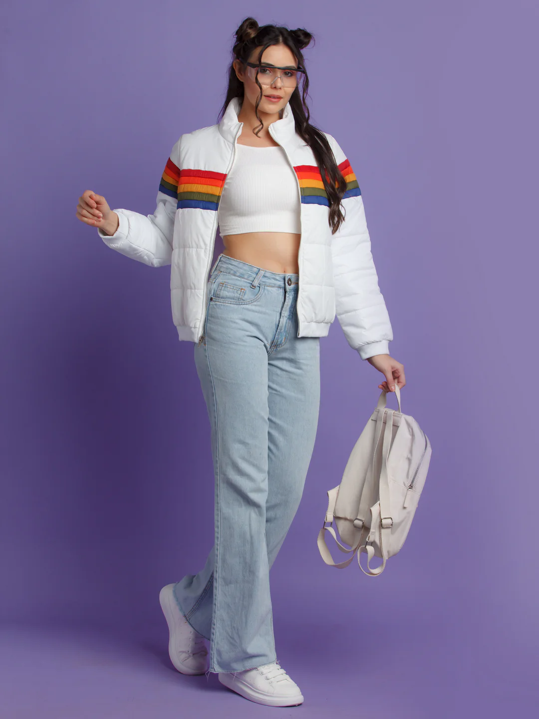 White Colorblock Jacket - Image 5