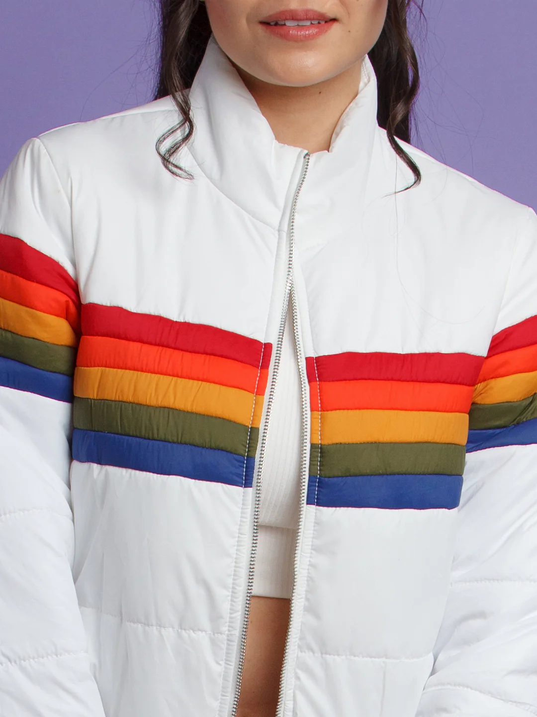 White Colorblock Jacket - Image 6