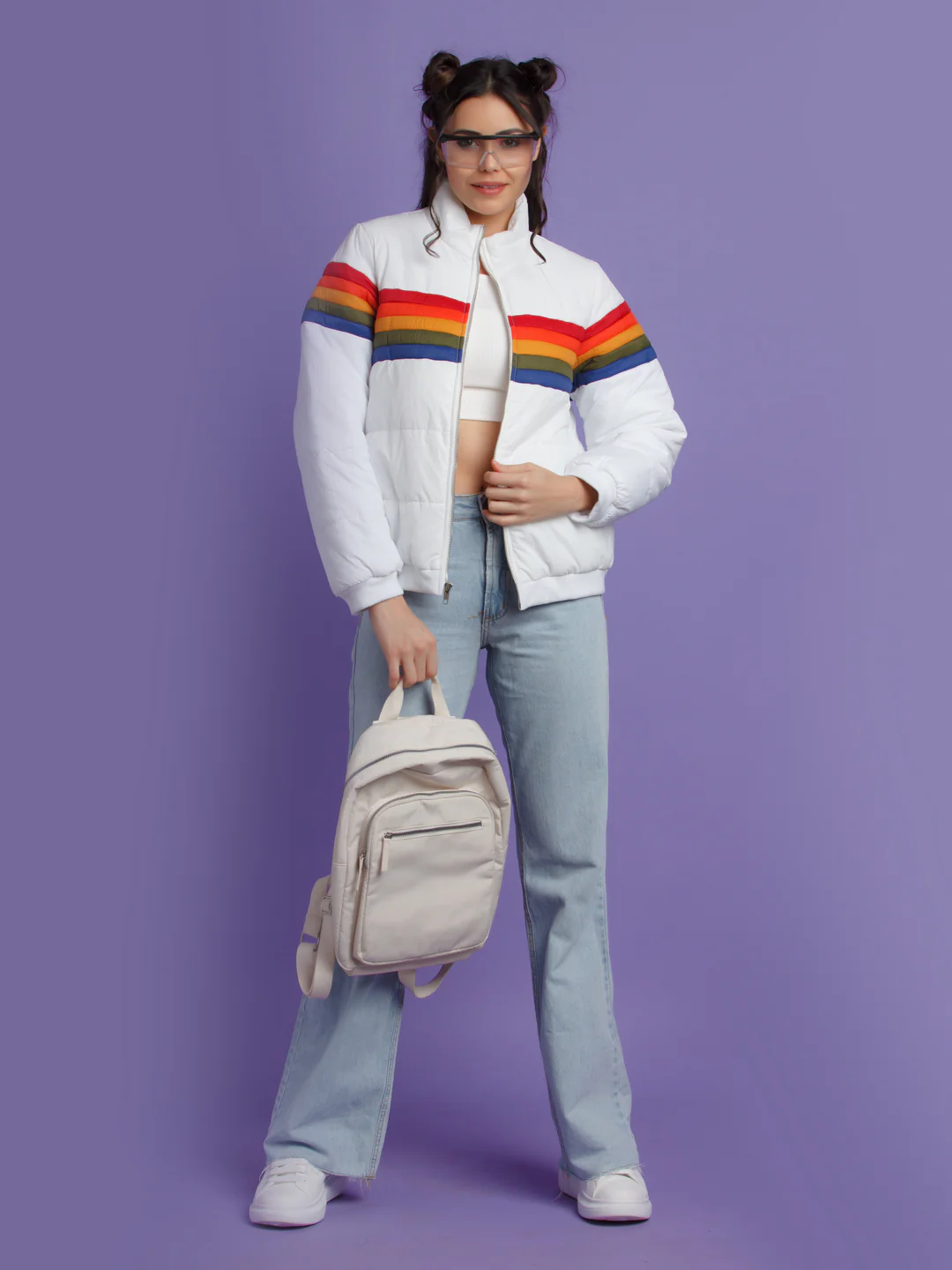 White Colorblock Jacket - Image 7