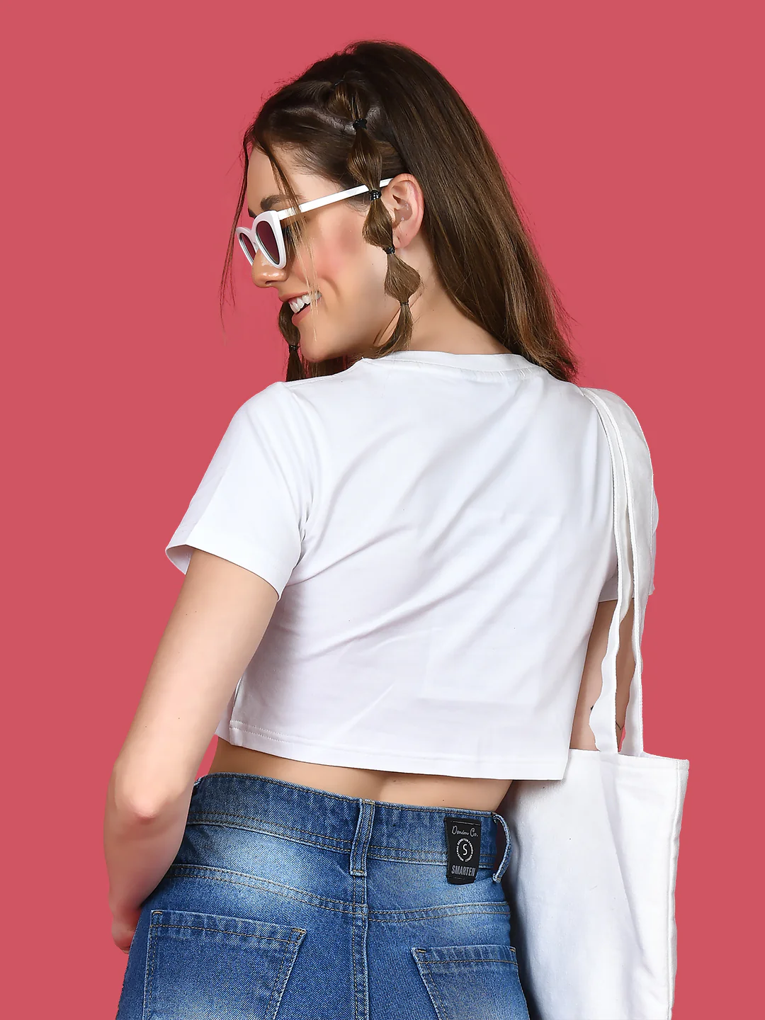 White Embroidered Crop Crop Top - Image 4