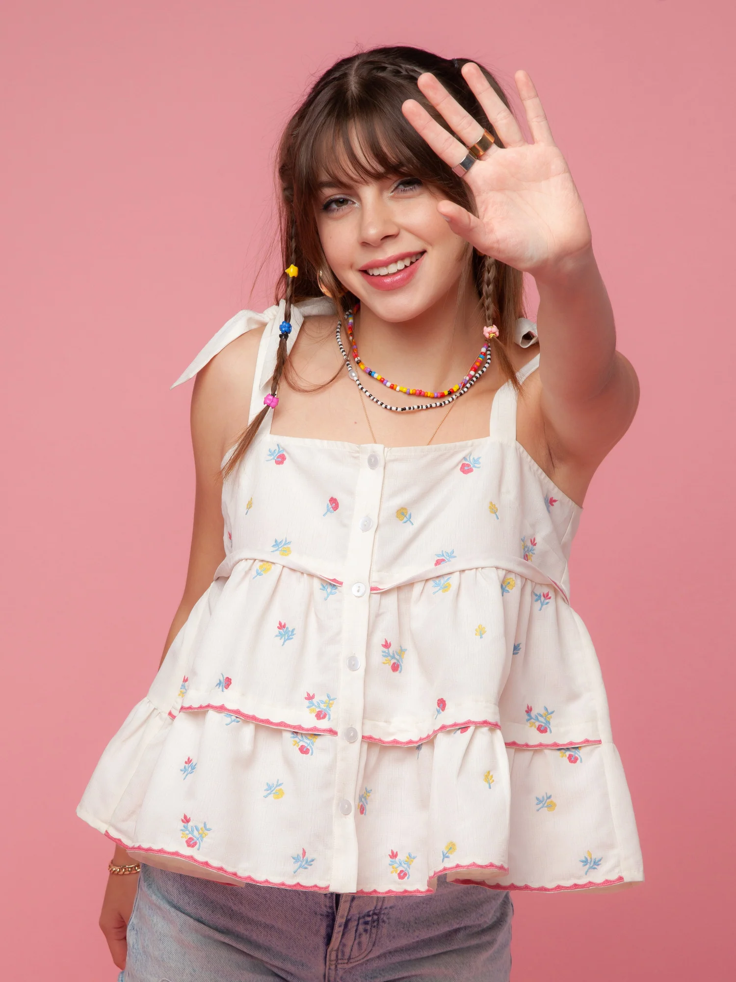 White Embroidered Strappy Top - Image 2