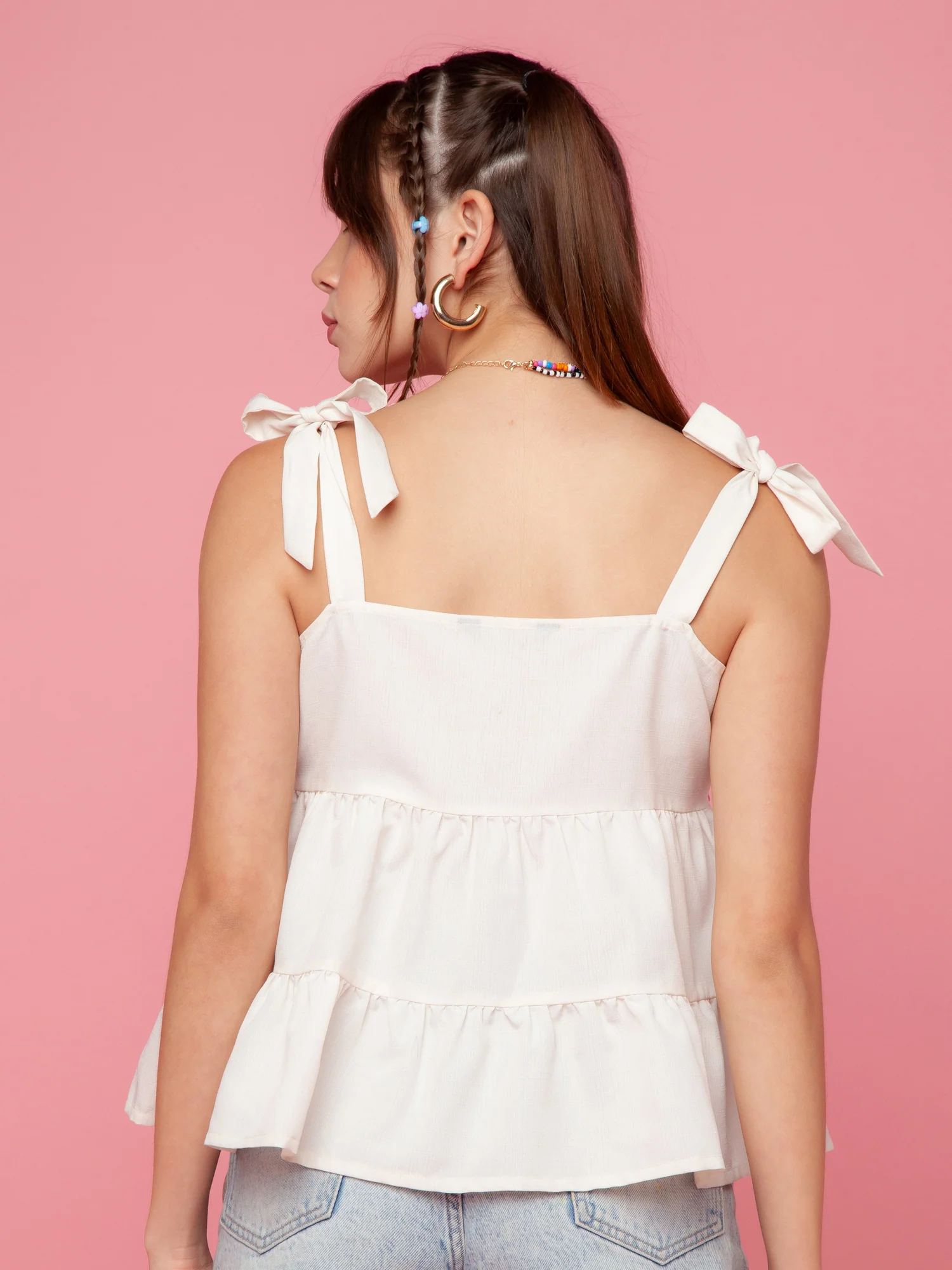 White Embroidered Strappy Top - Image 4