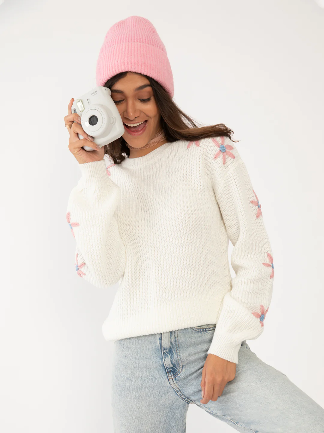 White Embroidered Sweater - Image 2
