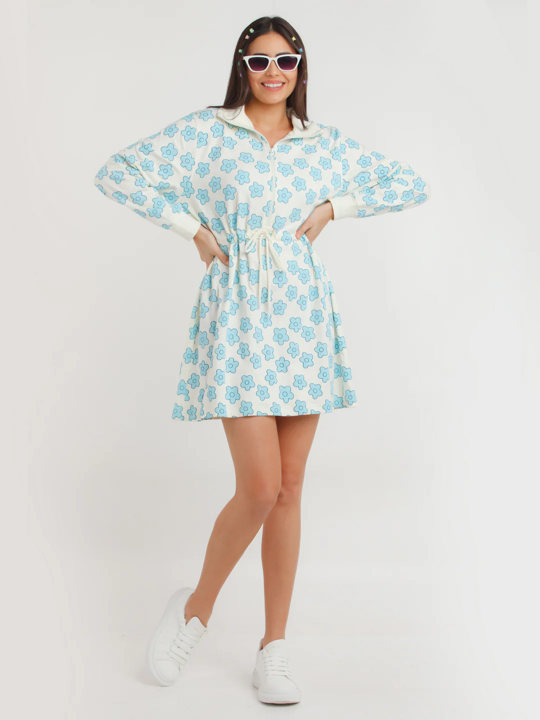 White Floral Mini Dress - Image 5