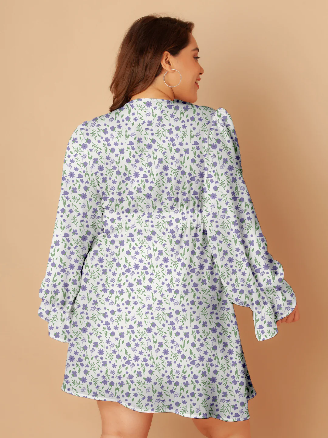 White Floral Print A-Line Short Dress - Image 5