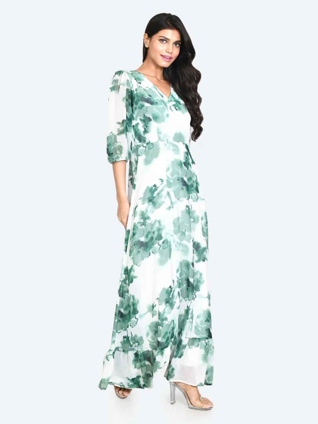 White Floral Print Maxi Dress - Image 2