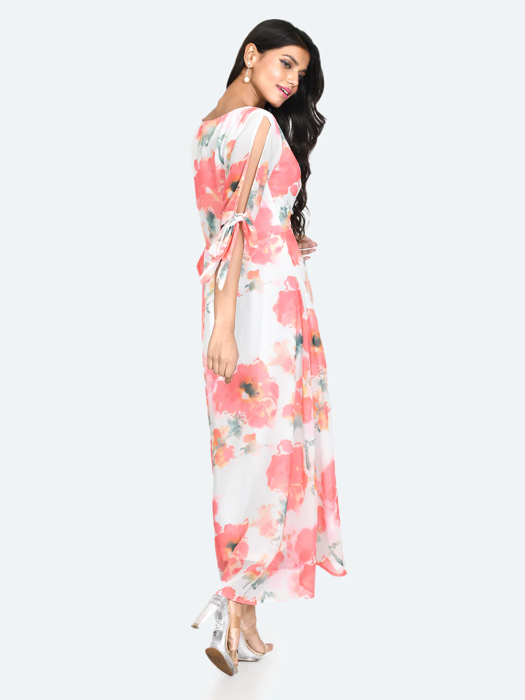White Floral Print Maxi Dress - Image 4