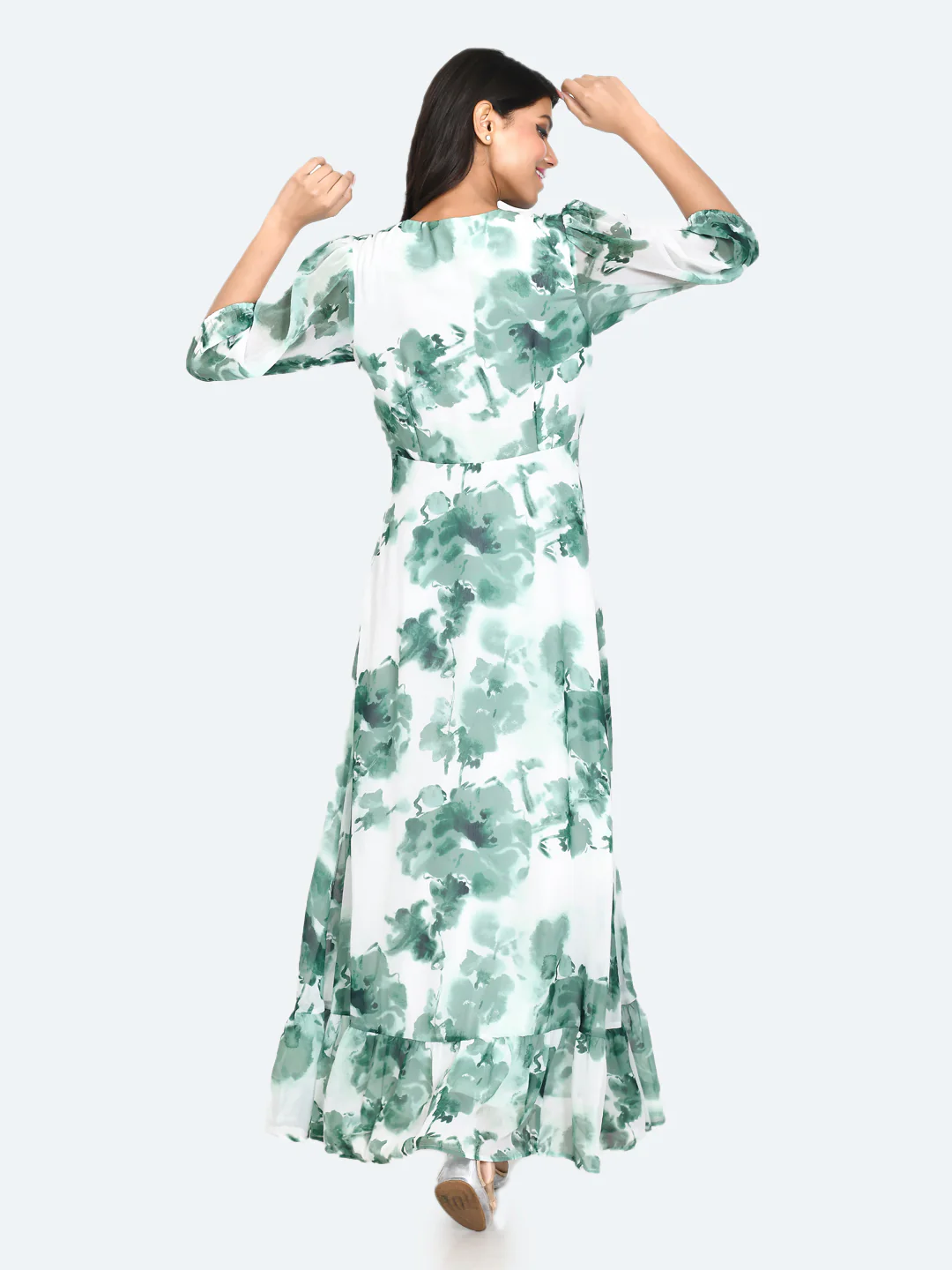 White Floral Print Maxi Dress - Image 4