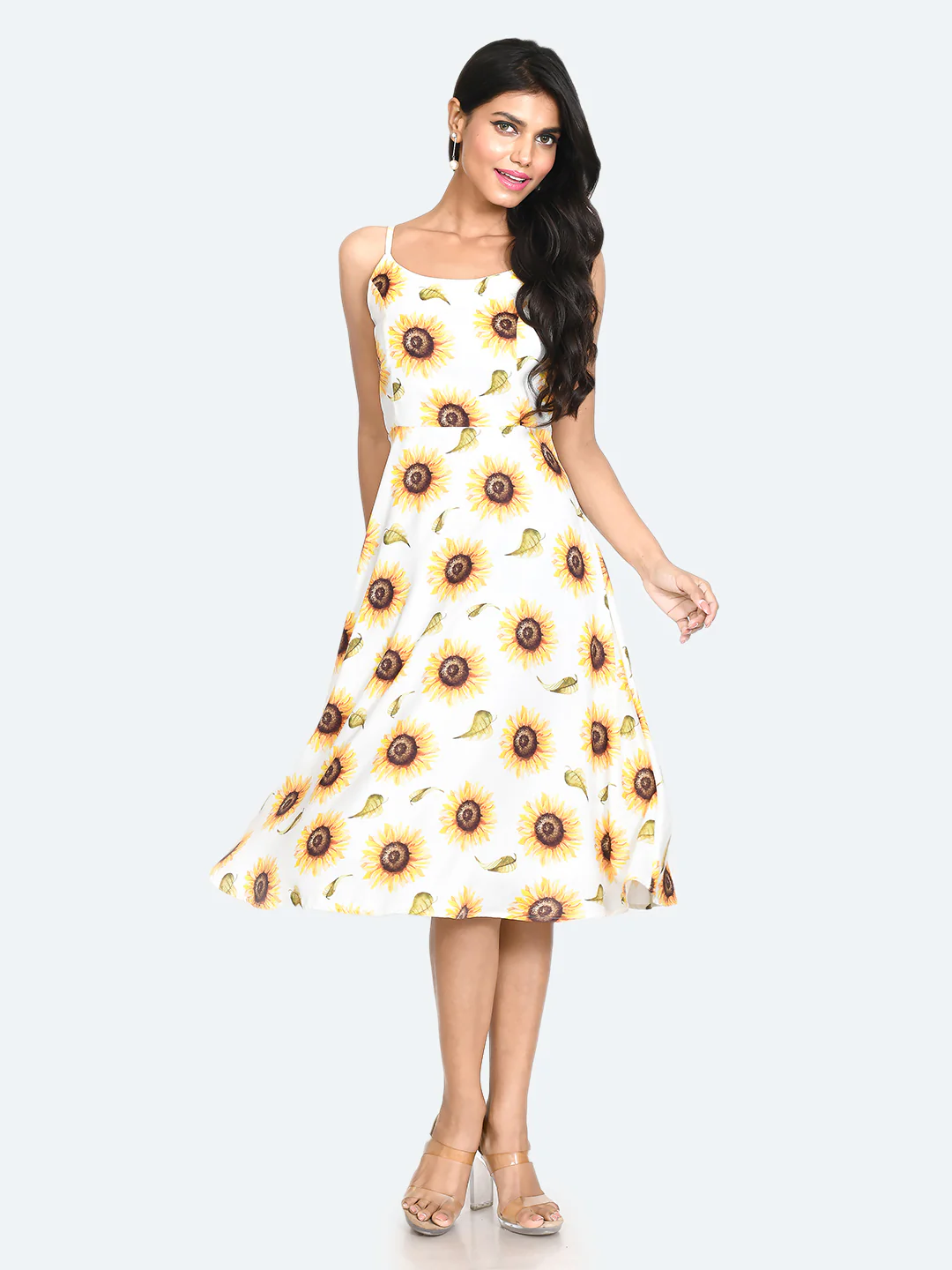 White Floral Print Midi Dress - Image 6
