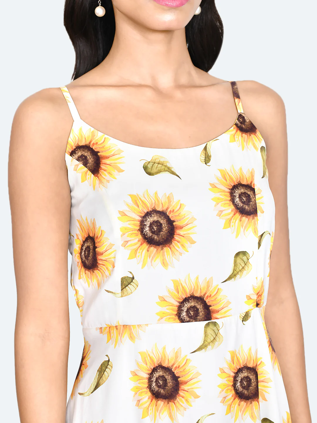 White Floral Print Midi Dress - Image 7