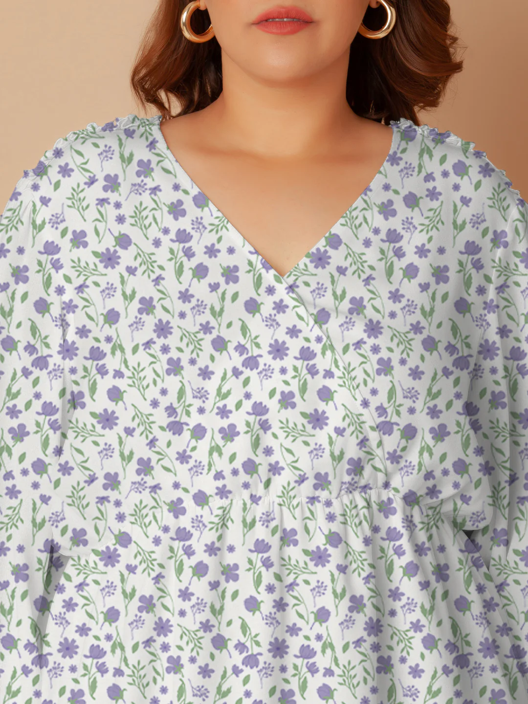 White Floral Print Peplum Top - Image 5