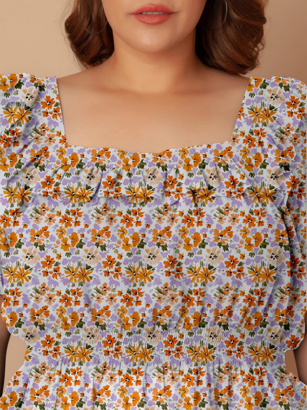 White Floral Print Peplum Top - Image 5