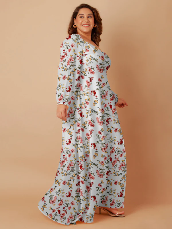White Floral Print Wrap Maxi Dress - Image 4