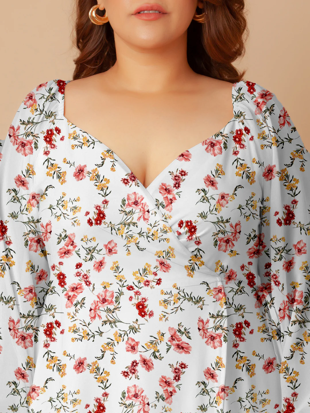 White Floral Print Wrap Maxi Dress - Image 5
