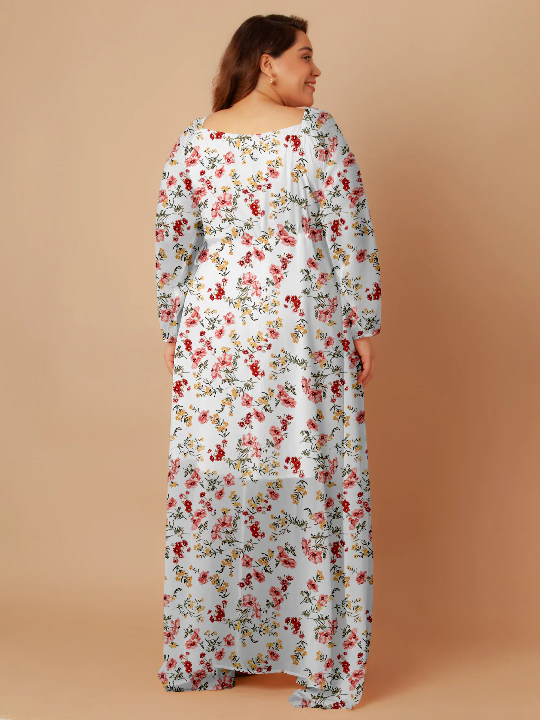 White Floral Print Wrap Maxi Dress - Image 7