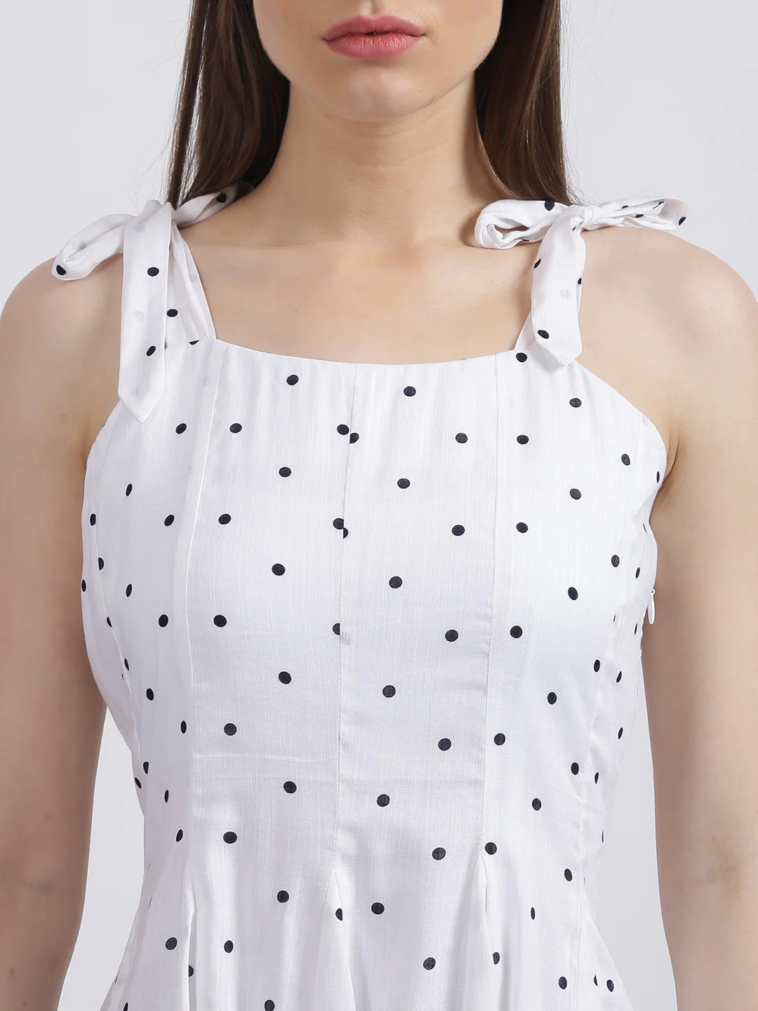White Geometric Print Fit & Flare Dress - Image 6