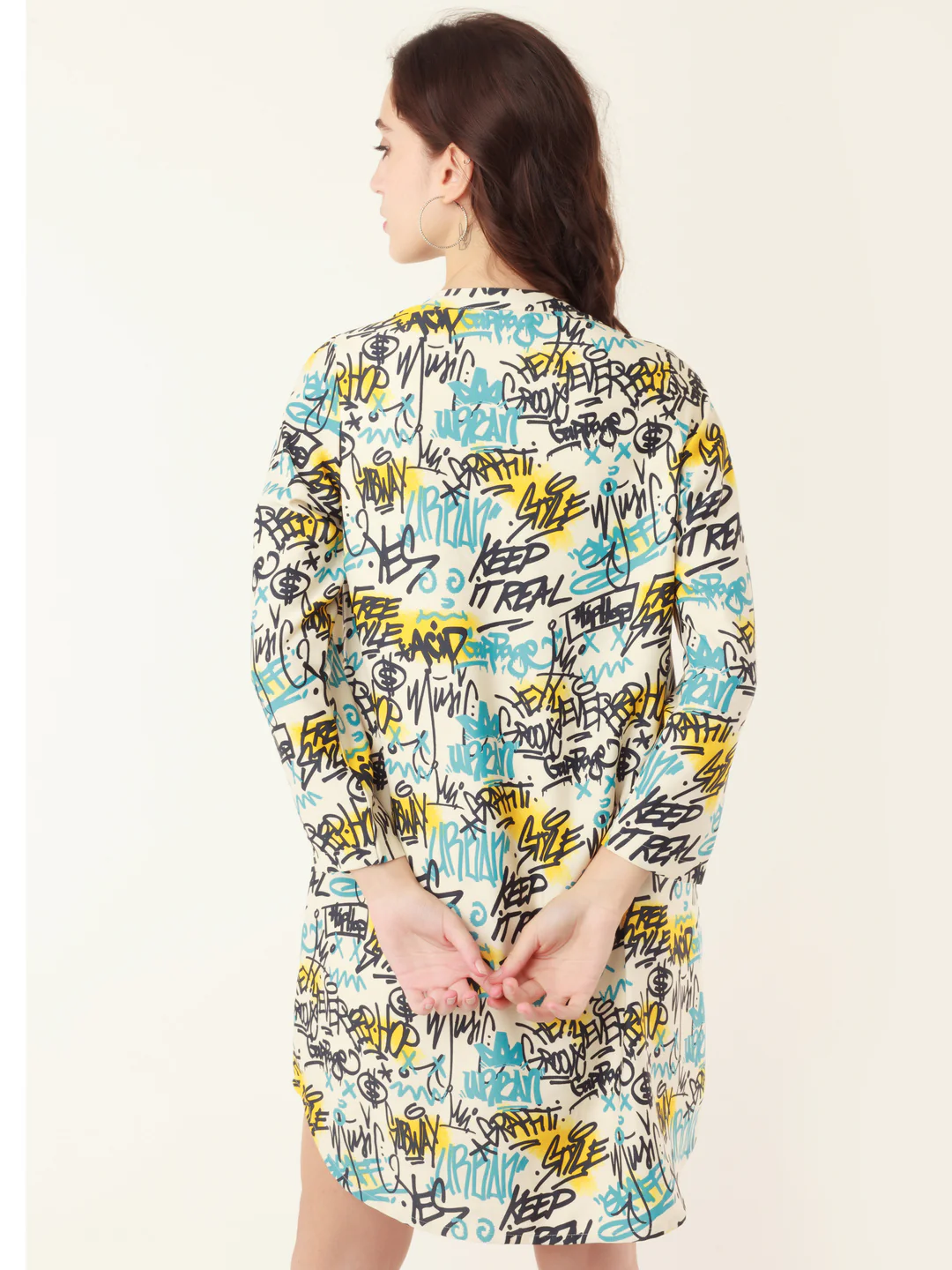 White Graphic Print Shirt Dress - Image 4