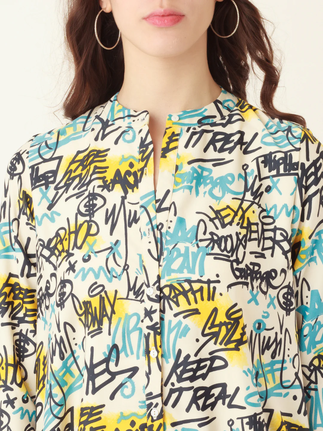 White Graphic Print Shirt Dress - Image 6