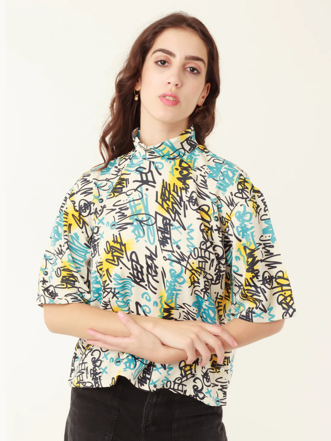 White Graphic Prints Regular Top - Image 2