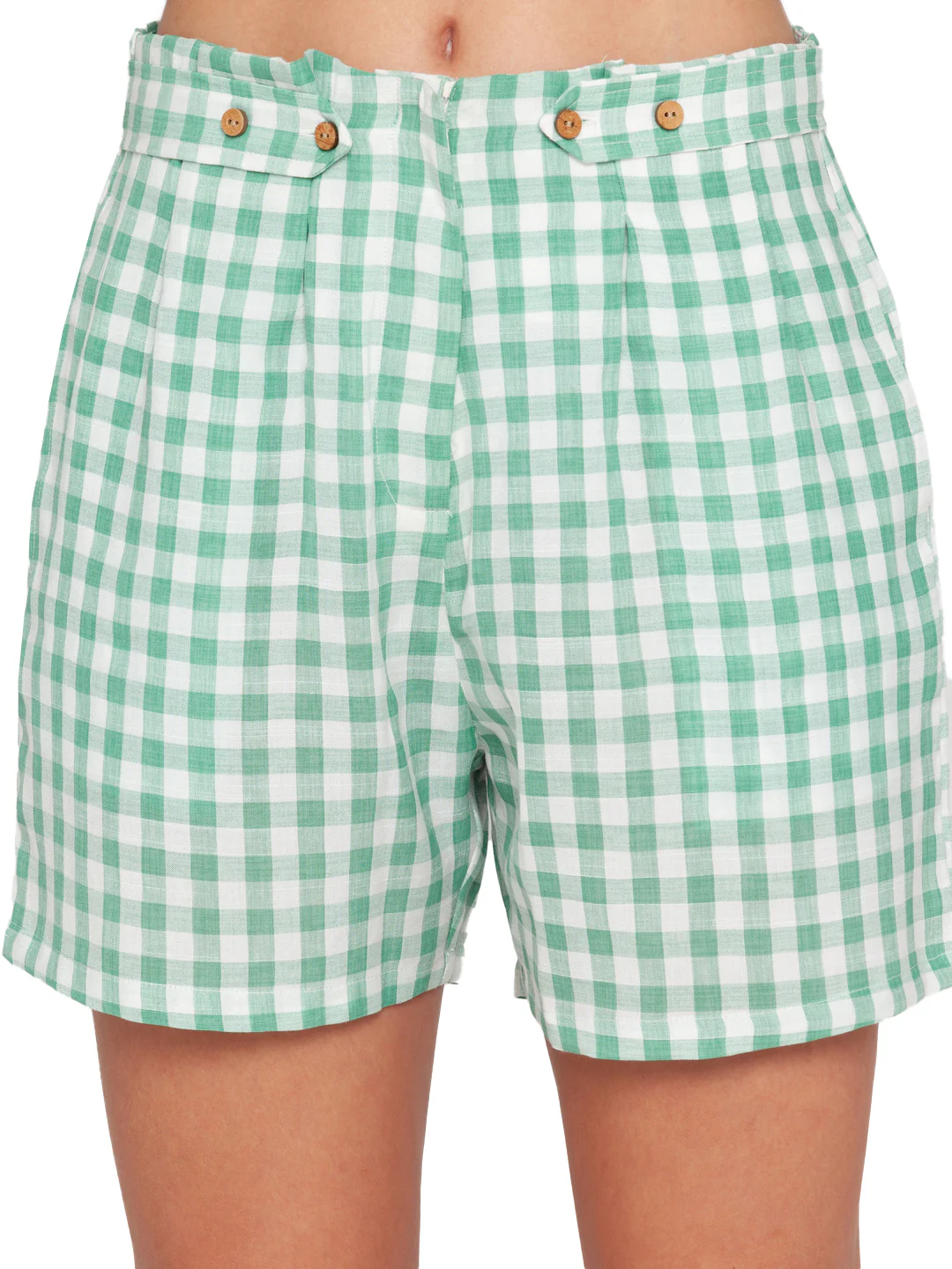 White & Green Checked Shorts - Image 2