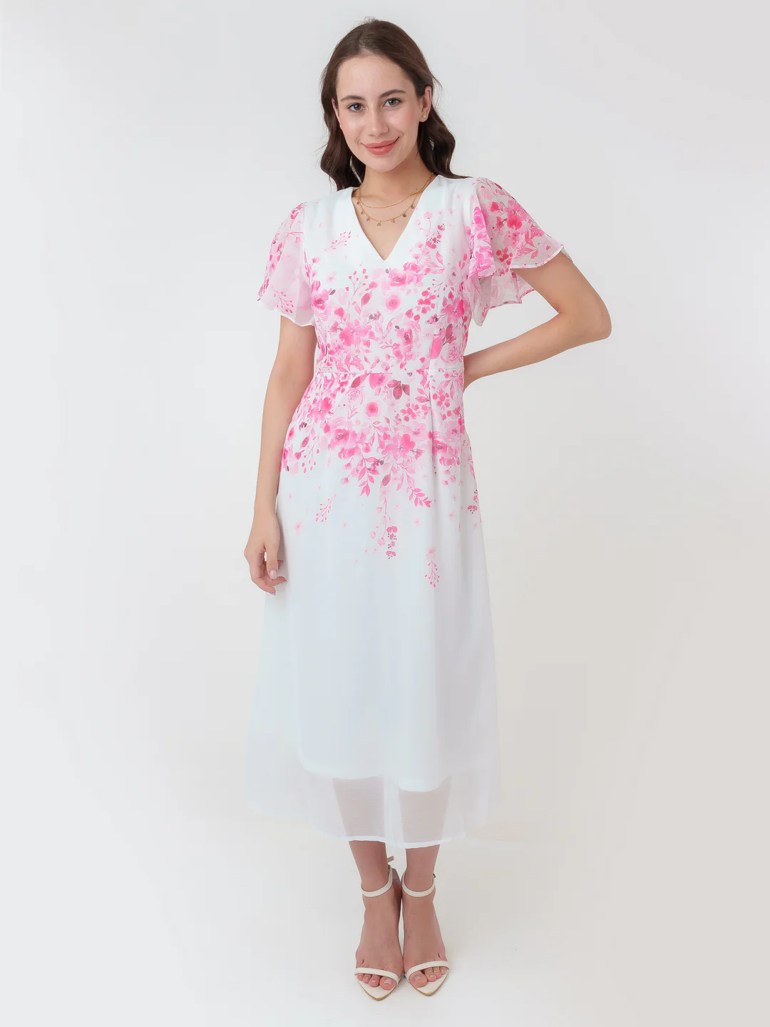 White Printed A-Line Maxi Dress - Image 2