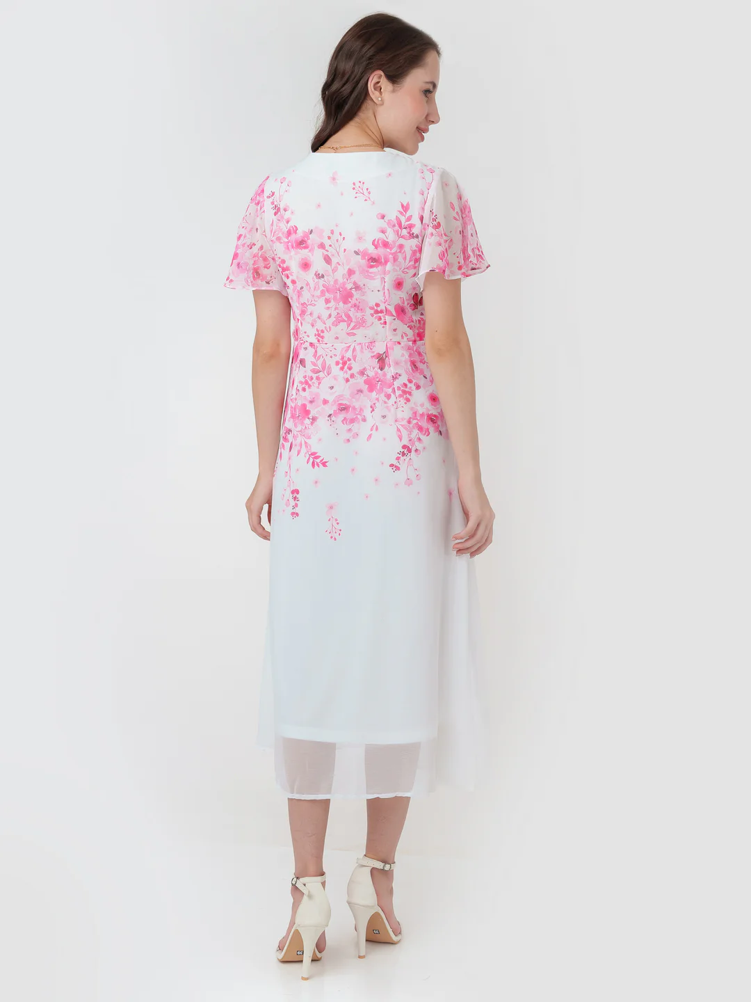 White Printed A-Line Maxi Dress - Image 4