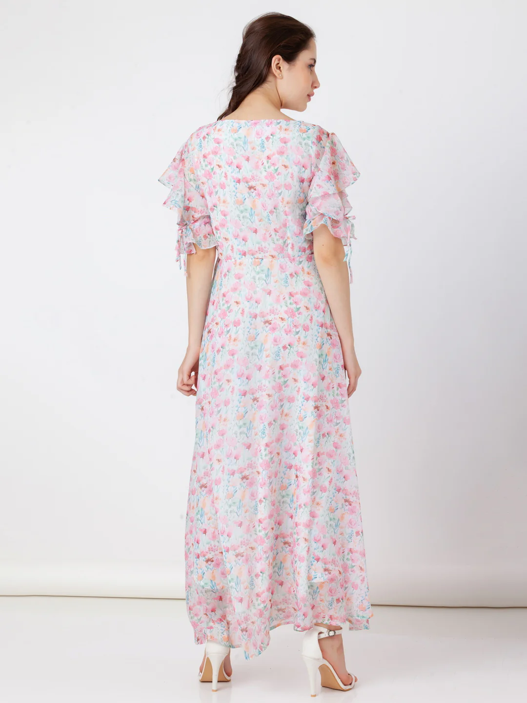 White Printed A-Line Maxi Dress - Image 4