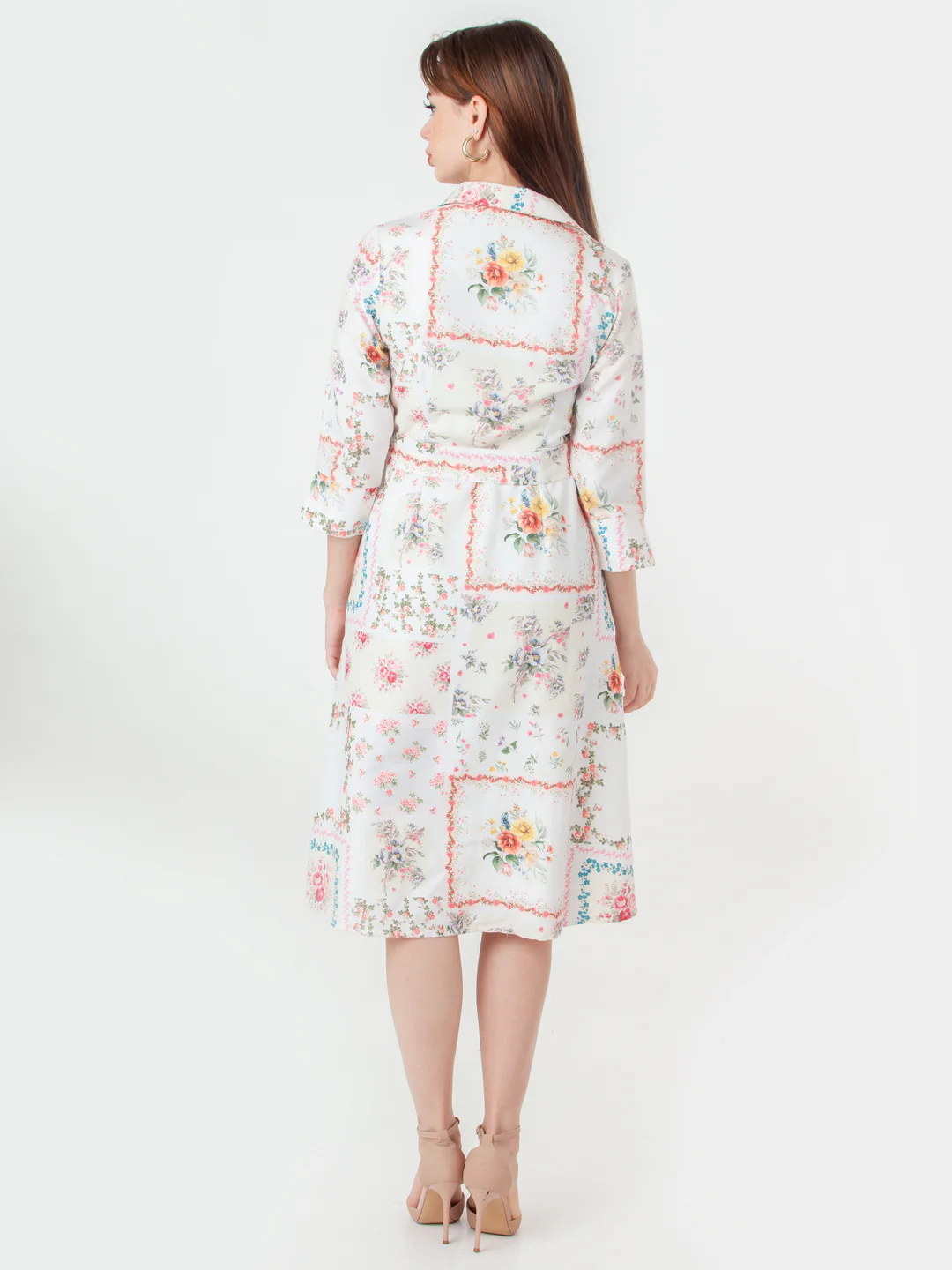 White Printed A-Line Midi Dress - Image 4