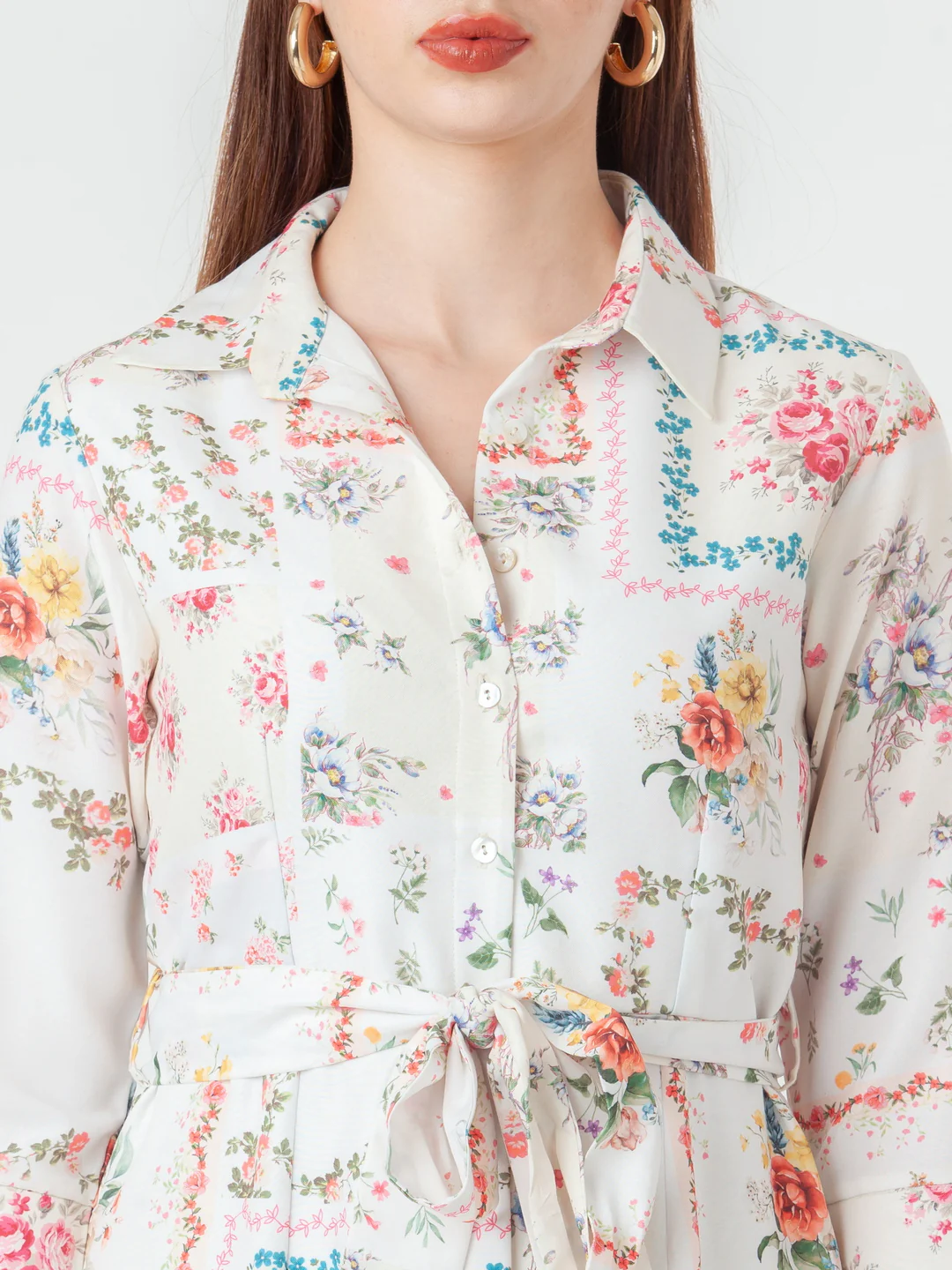 White Printed A-Line Midi Dress - Image 6