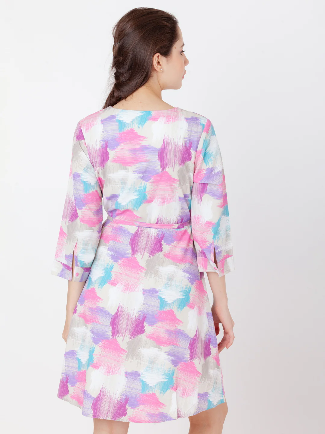White Printed A-Line Short Dress - Image 4