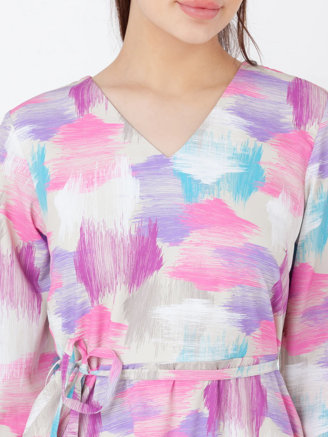 White Printed A-Line Short Dress - Image 6