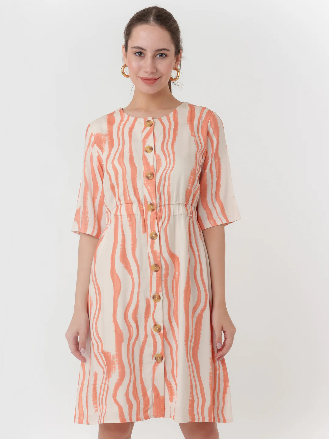 White Printed A-Line Short Dress - Image 2