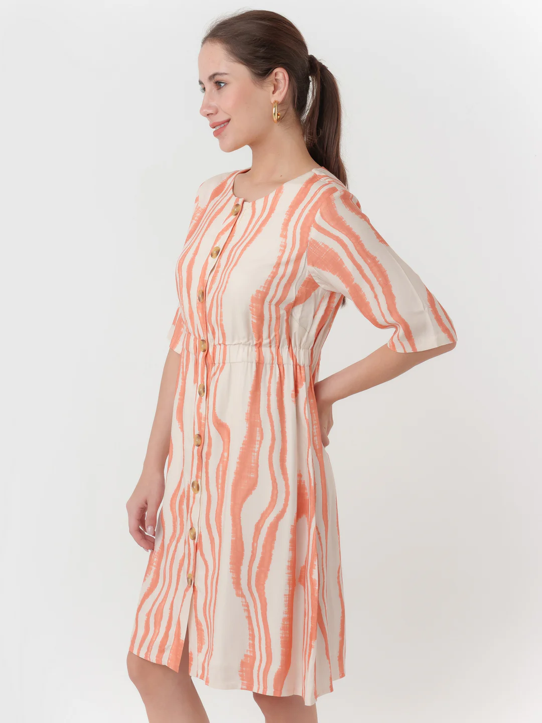 White Printed A-Line Short Dress - Image 3