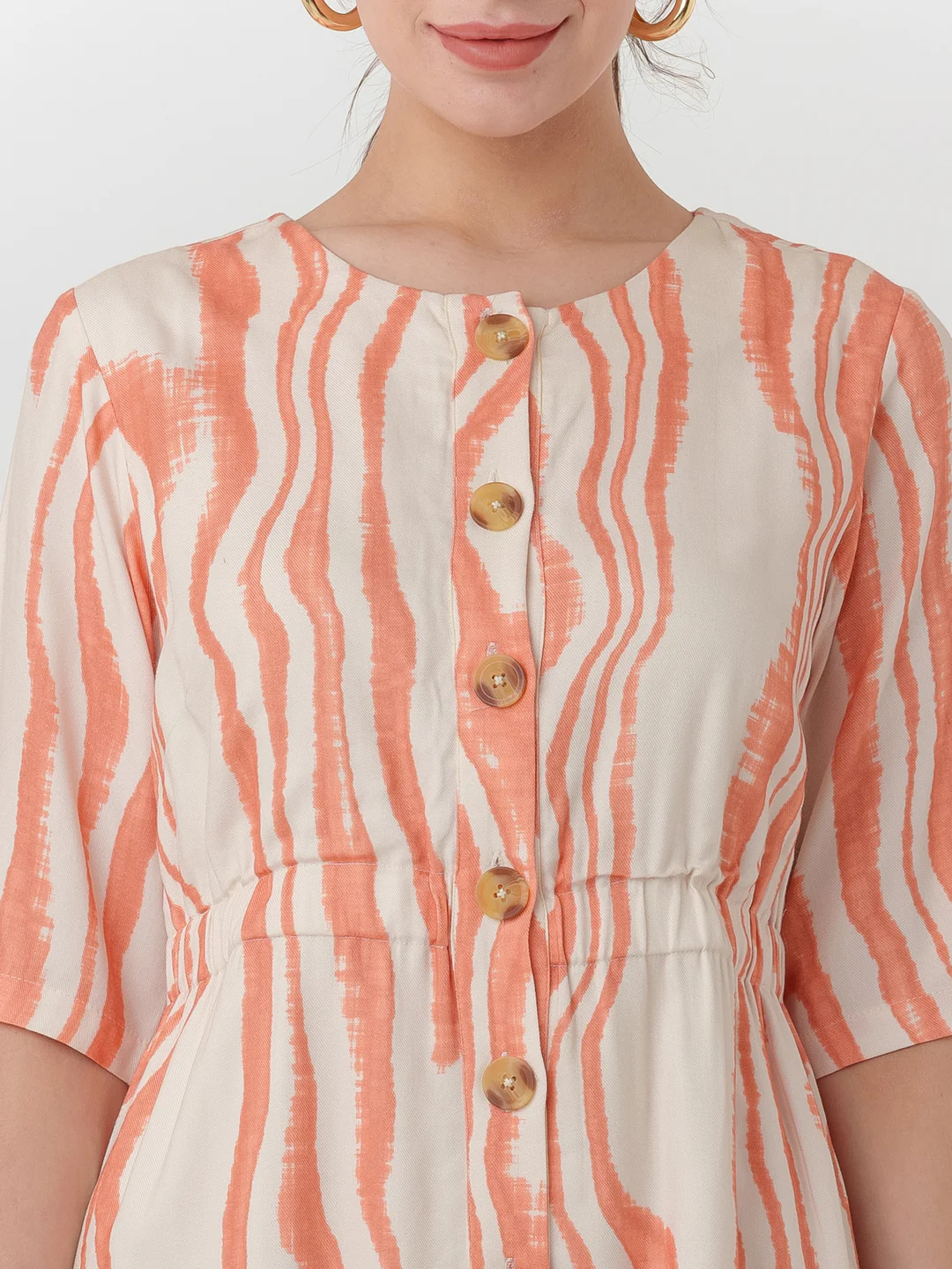 White Printed A-Line Short Dress - Image 6