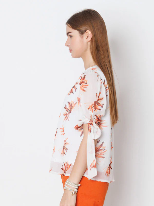White Printed Basic Top - Image 3