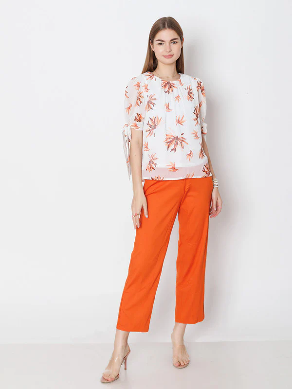 White Printed Basic Top - Image 5
