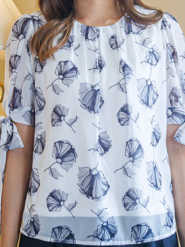 White Printed Basic Top - Image 6