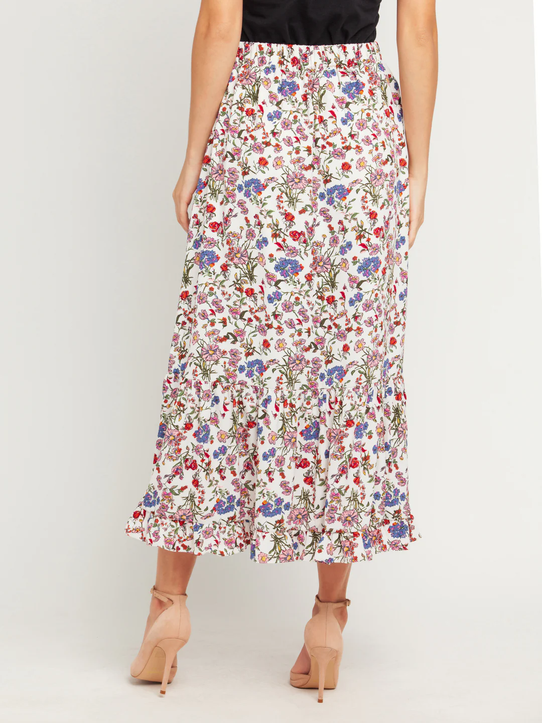 White Printed Elasticated Skirt - Image 4