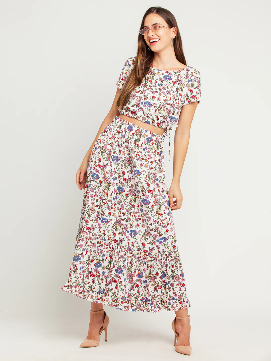 White Printed Elasticated Skirt - Image 5