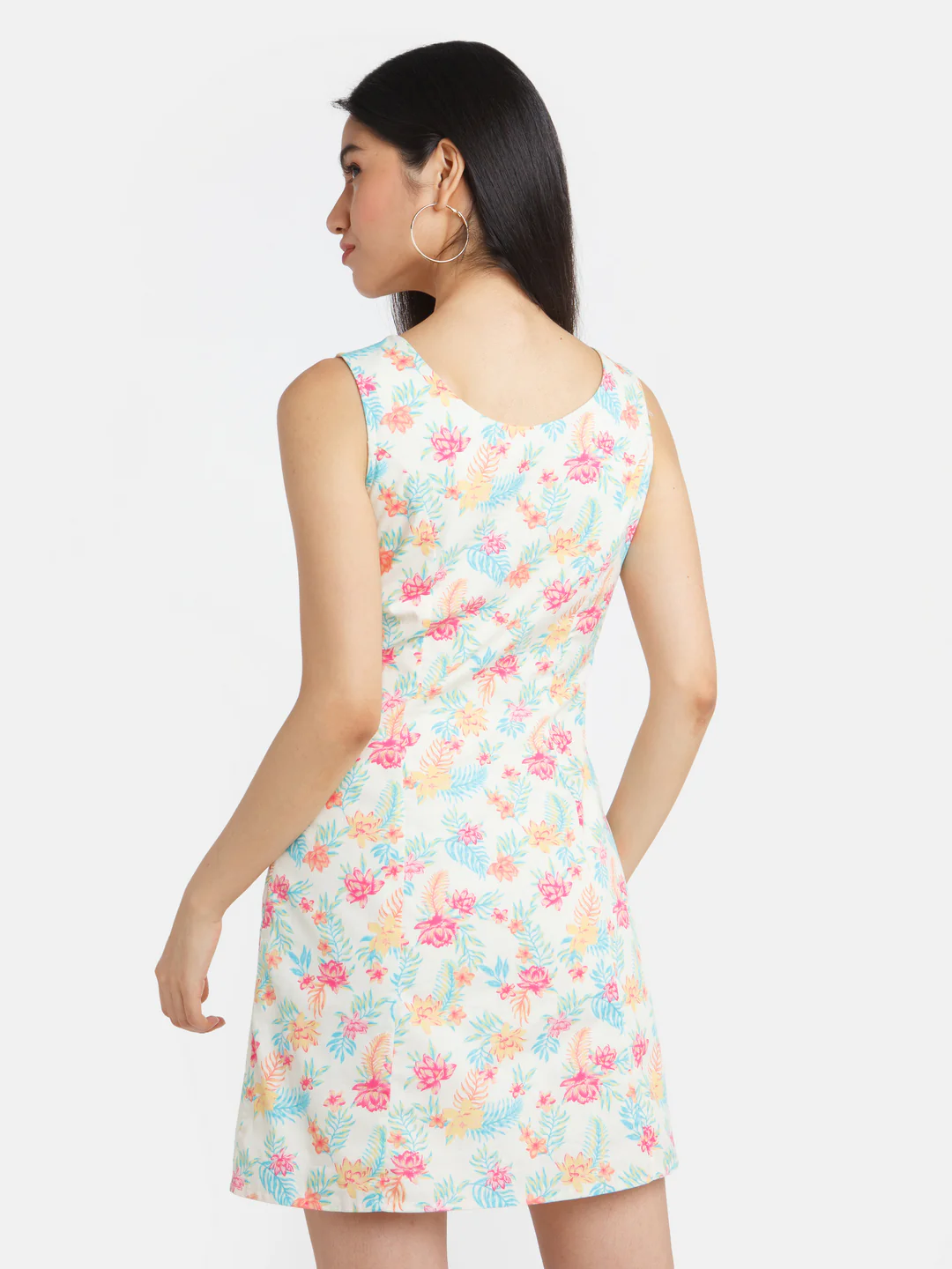White Printed Fitted Short Dress - Image 4