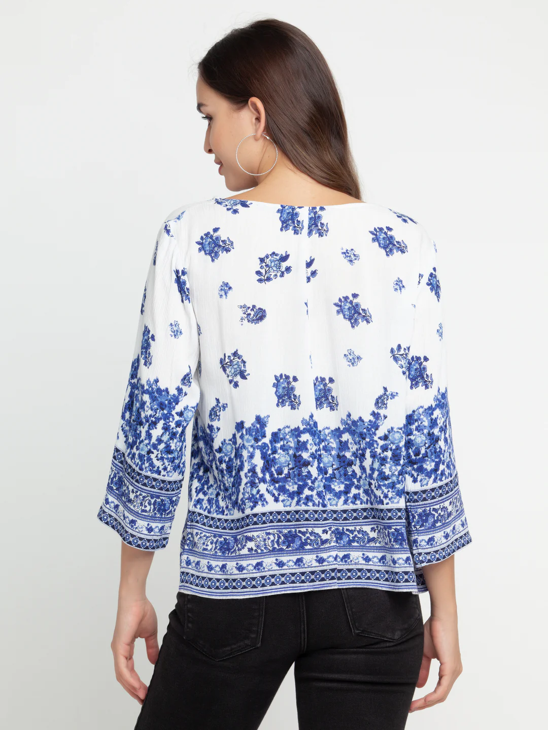 White Printed Fitted Top - Image 4