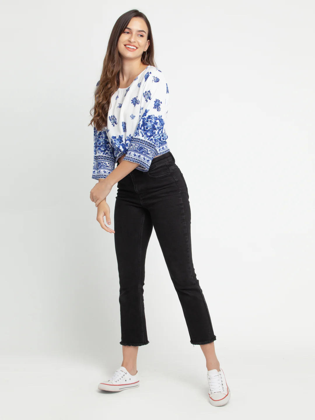 White Printed Fitted Top - Image 5