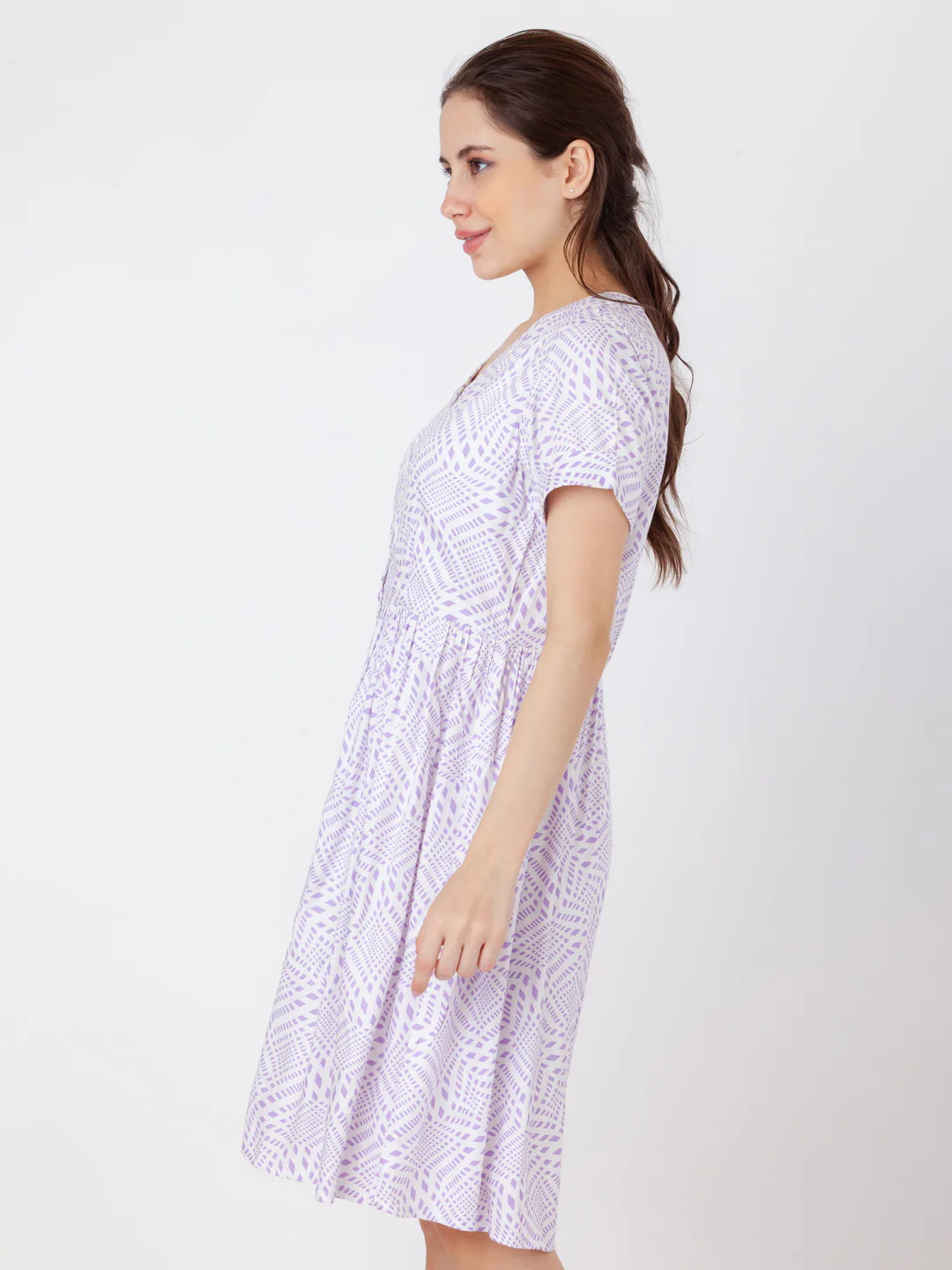 White Printed Flared Short Dress - Image 3