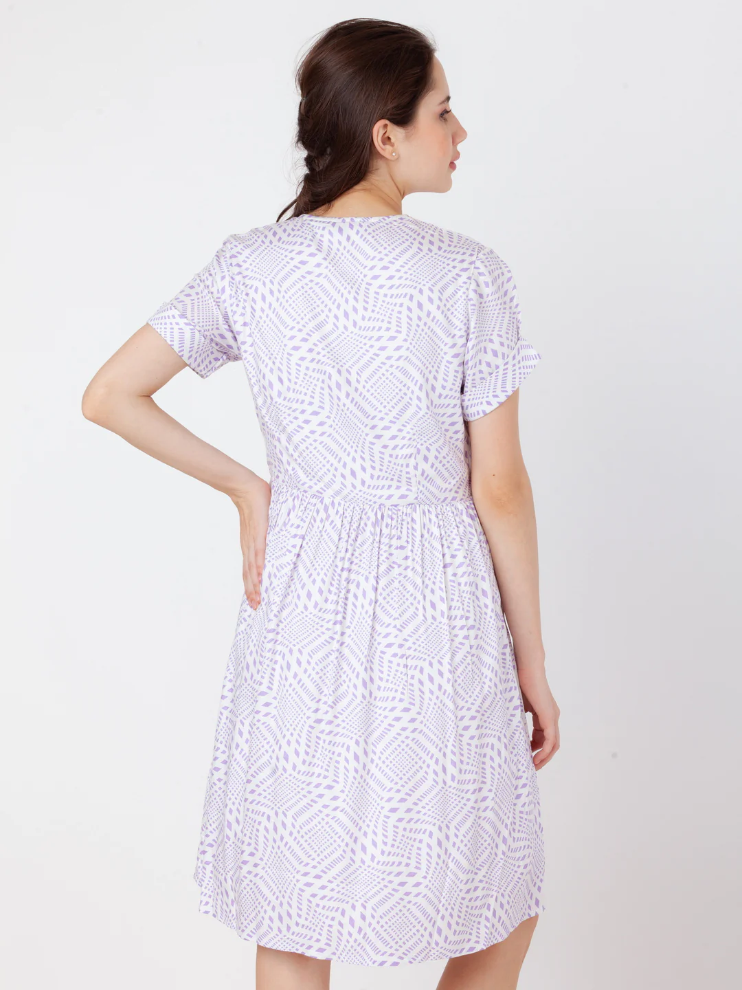 White Printed Flared Short Dress - Image 4