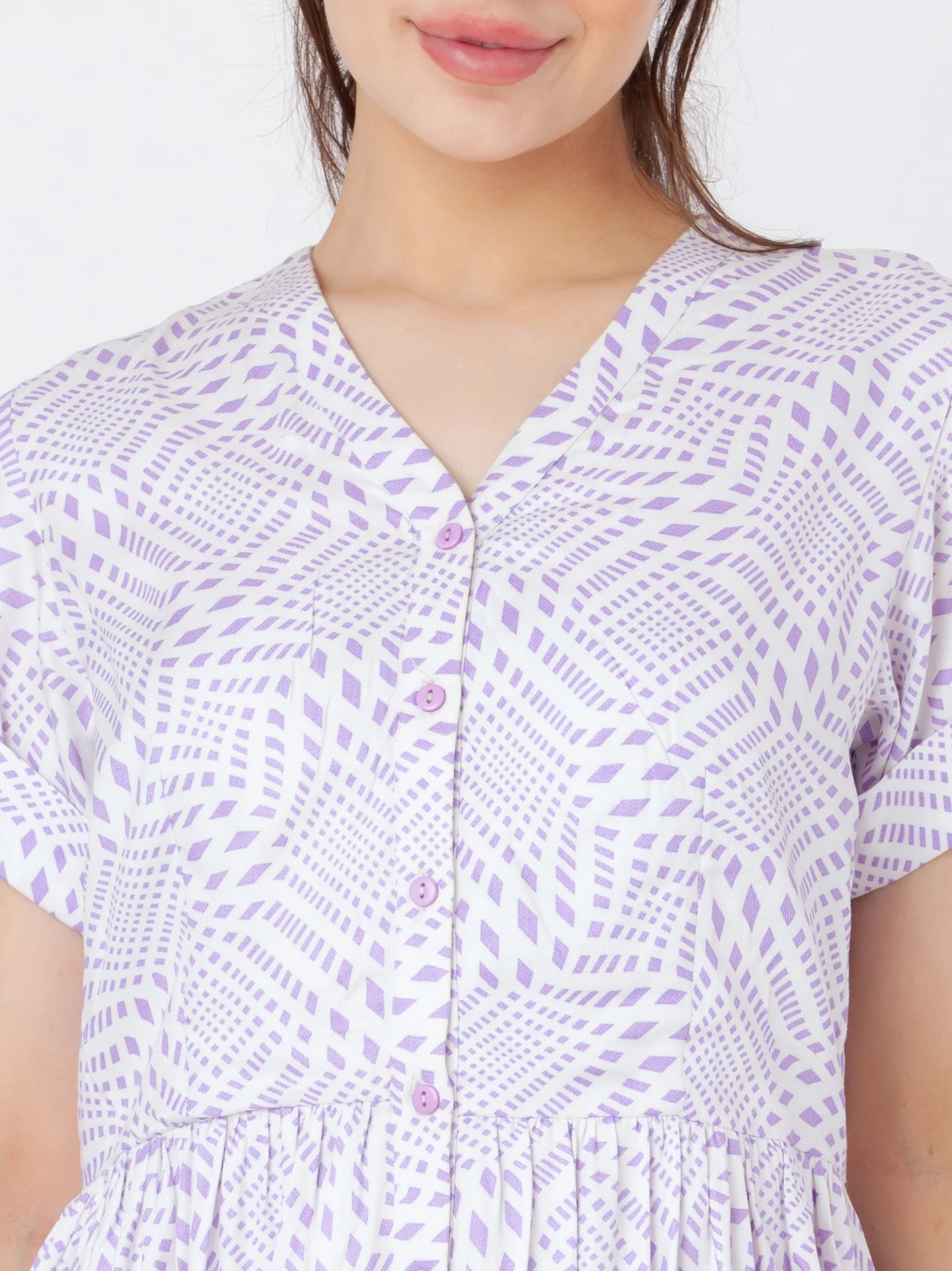 White Printed Flared Short Dress - Image 6
