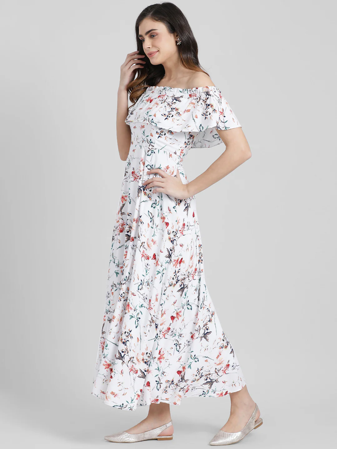 White Printed Maxi Dress - Image 2